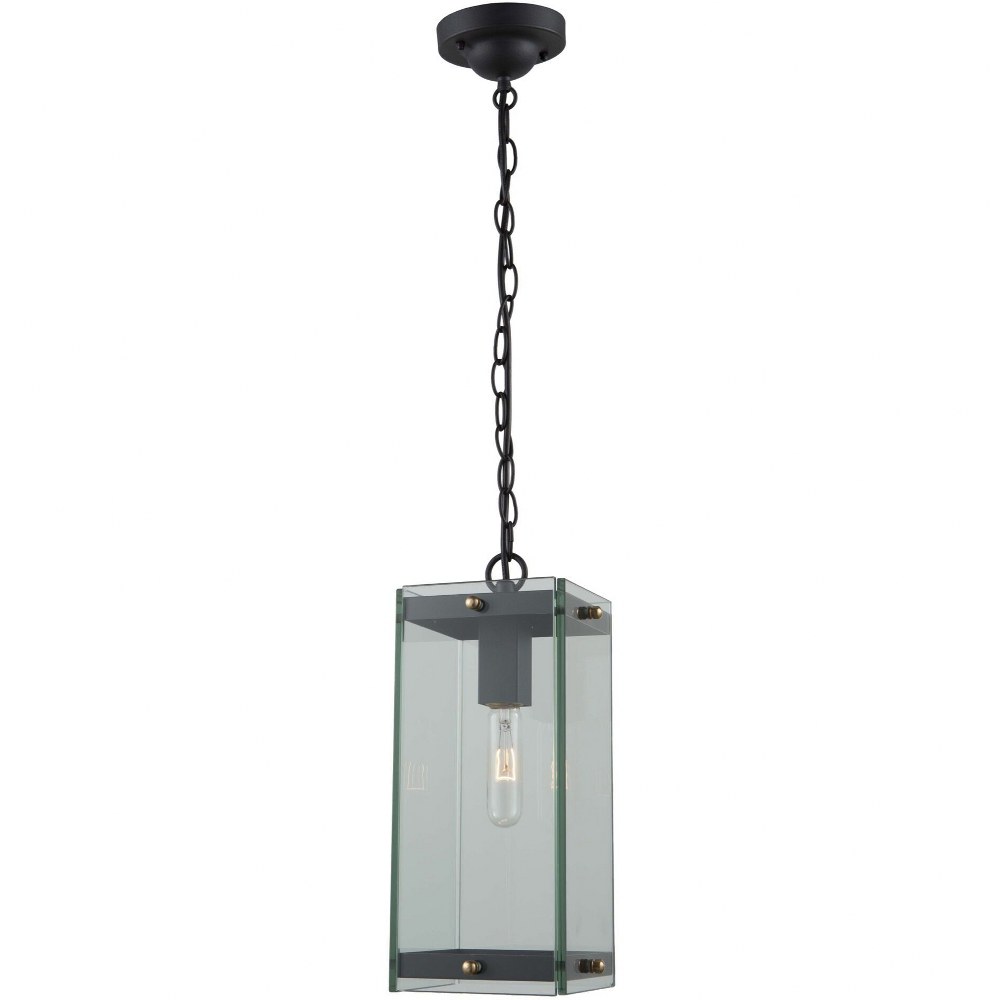 Artcraft Lighting-AC8145BK-Bradgate-1 Light Outdoor Pendant in Transitional Style-7.75 Inches Wide by 19.25 Inches High   Matte Black/Harvest Brass Finish with Clear Glass