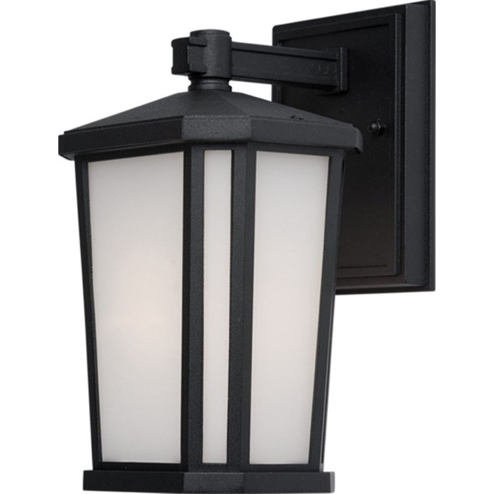 Artcraft Lighting-AC8781BK-Hampton-1 Light Outdoor Wall Mount-10 Inches Wide by 16.25 Inches High   Matt Black Finish with Etched White Glass