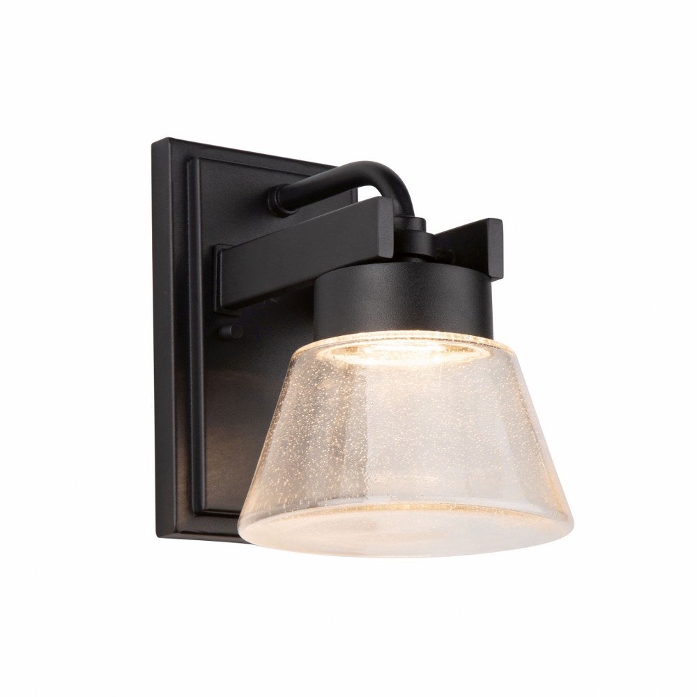 Artcraft Lighting-AC9080BK-Clareville-8W 1 LED Outdoor Wall Mount-6.25 Inches Wide by 8.25 Inches High   Black Finish with Seeded Glass