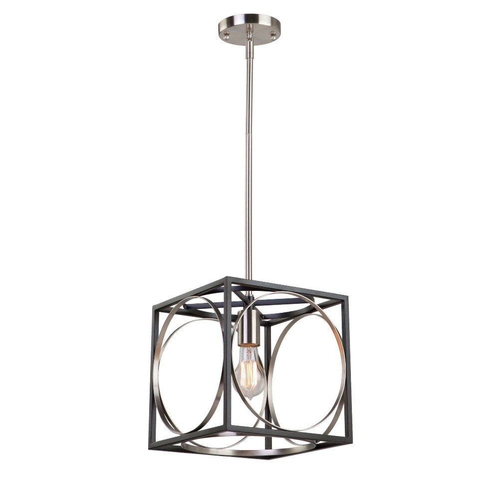 Artcraft Lighting-CL15090-Corona-1 Light Pendant in Transitional Style-10 Inches Wide by 10 Inches High   Black/Polished Nickel Finish