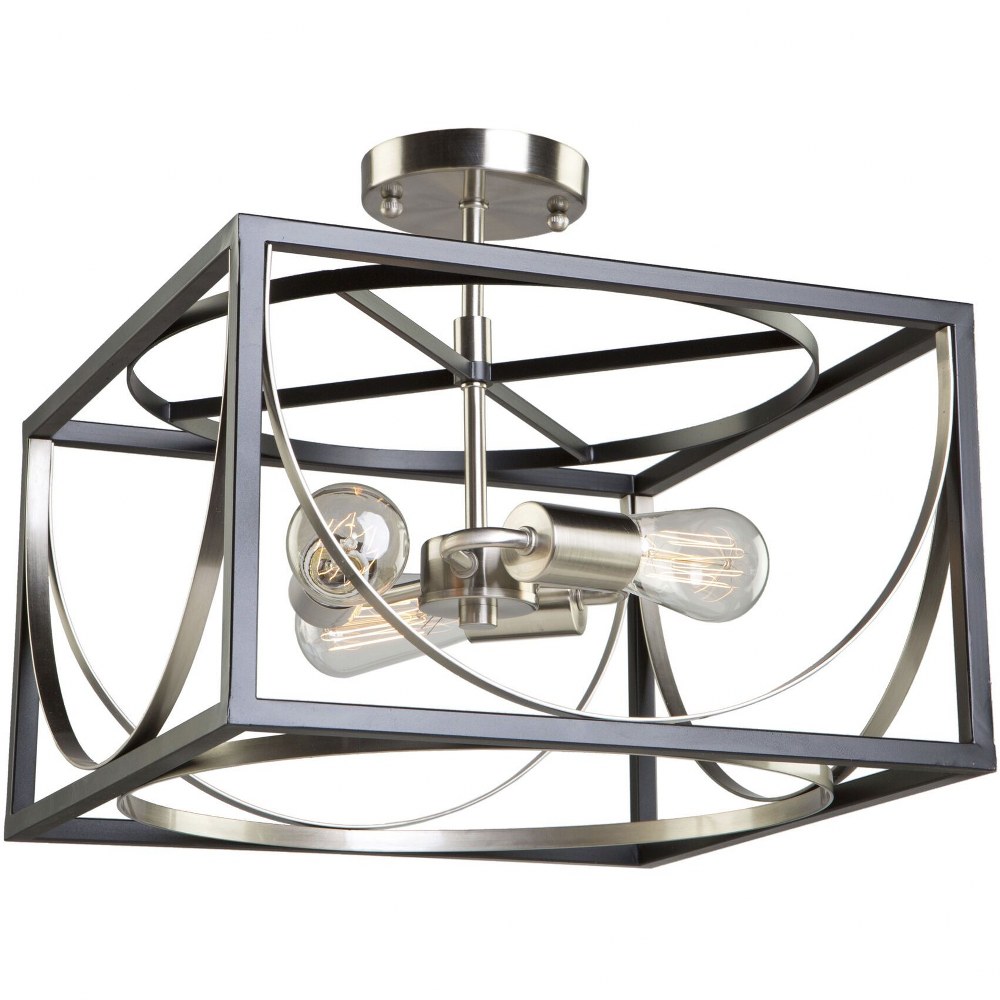 Artcraft Lighting-CL15093-Corona-3 Light Semi-Flush Mount in Transitional Style-13 Inches Wide by 8.5 Inches High   Black/Polished Nickel Finish