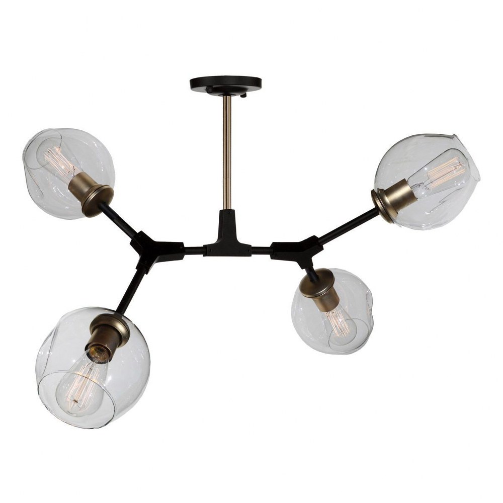 Artcraft Lighting-JA14024VB-Organic-4 Light Semi-Flush Mount-29 Inches Wide by 23 Inches High   Vintage Brass Finish with Clear Glass