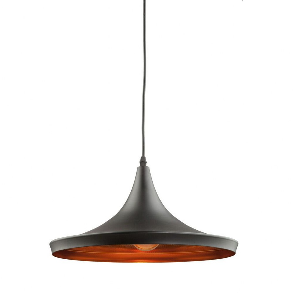 Artcraft Lighting-JA802-Connecticut-1 Light Pendant in Transitional Style-14 Inches Wide by 7 Inches High   Matte Black/Copper Finish with Matt Black Metal Shade