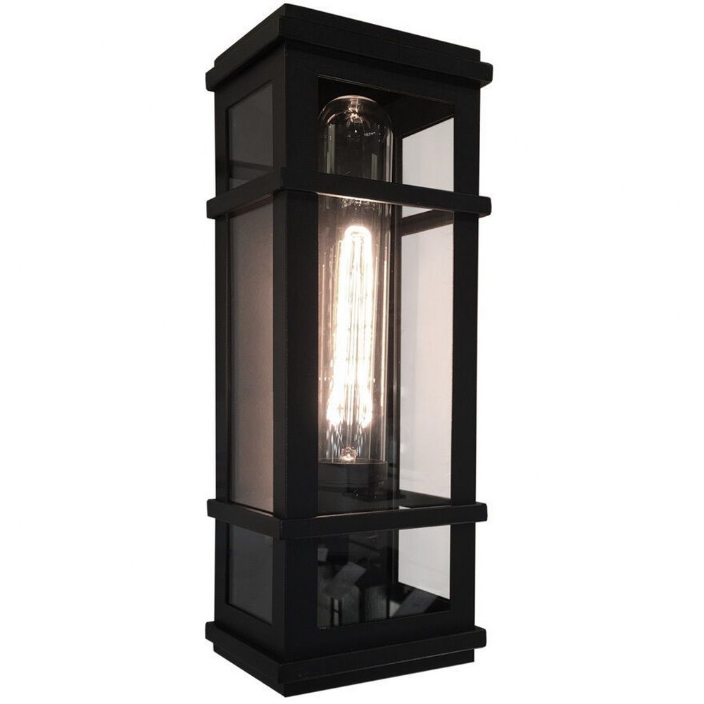 Artcraft Lighting-SC13111BK-Granger Square-1 Light Outdoor Wall Mount in Transitional Outdoor Style-4.75 Inches Wide by 16 Inches High Black  Stainless Steel Finish with Water Glass