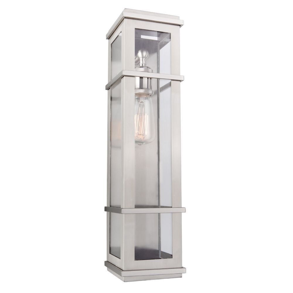 Artcraft Lighting-SC13112SS-Granger Square-1 Light Outdoor Wall Mount in Transitional Outdoor Style-4.75 Inches Wide by 20 Inches High Stainless Steel  Stainless Steel Finish with Water Glass