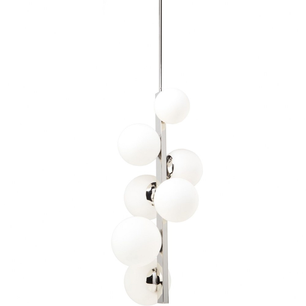 Artcraft Lighting-SC13221PN-Moonglow-7 Light Chandelier in Transitional Style-18 Inches Wide by 36 Inches High   Polished Nickel Finish with Opal White Glass