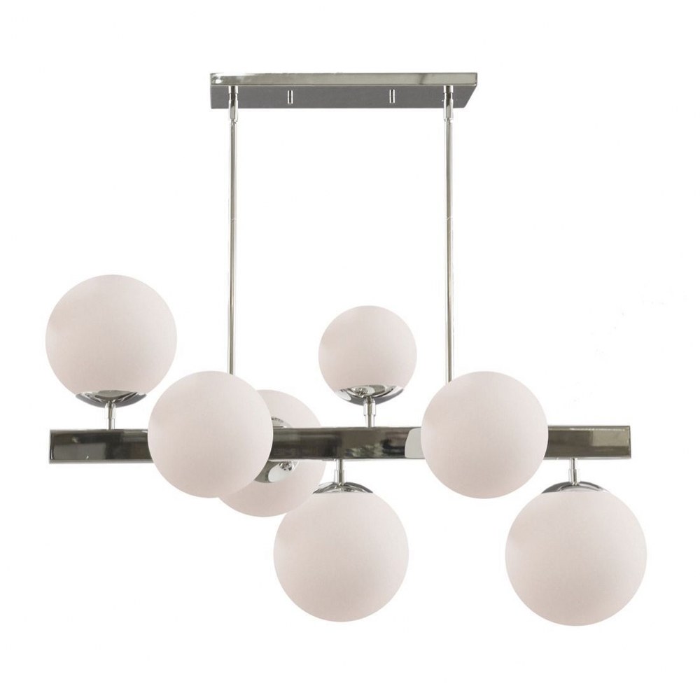 Artcraft Lighting-SC13223PN-Moonglow-7 Light Chandelier in Transitional Style-16 Inches Wide by 20.5 Inches High   Polished Nickel Finish with Opal White Glass