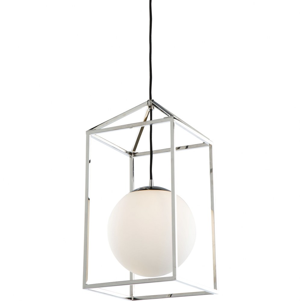 Artcraft Lighting-SC13271PN-Eclispse-1 Light Pendant-10 Inches Wide by 22 Inches High   Polished Nickel Finish with Opal Glass