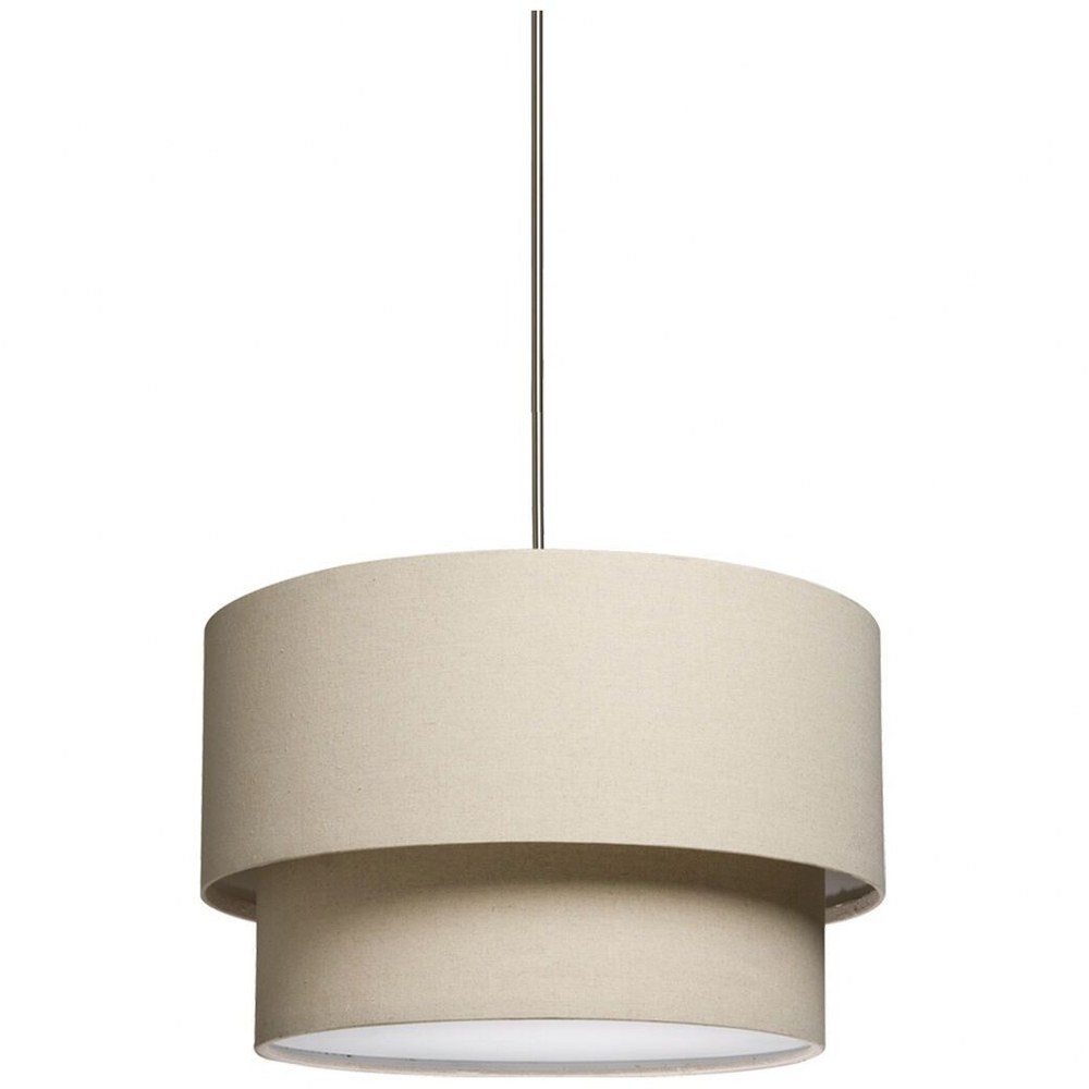 Artcraft Lighting-SC522OM-Mercer Street-3 Light Chandelier-18 Inches Wide by 14 Inches High Oatmeal  White Finish with White Glass with Fabric Shade