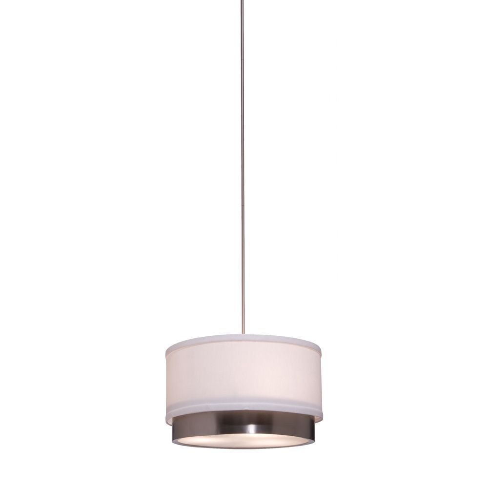 Artcraft Lighting-SC780-Scandia-1 Light Pendant in Contemporary Style-8 Inches Wide by 9 Inches High   Brushed Nickel Finish with White Linen Shade