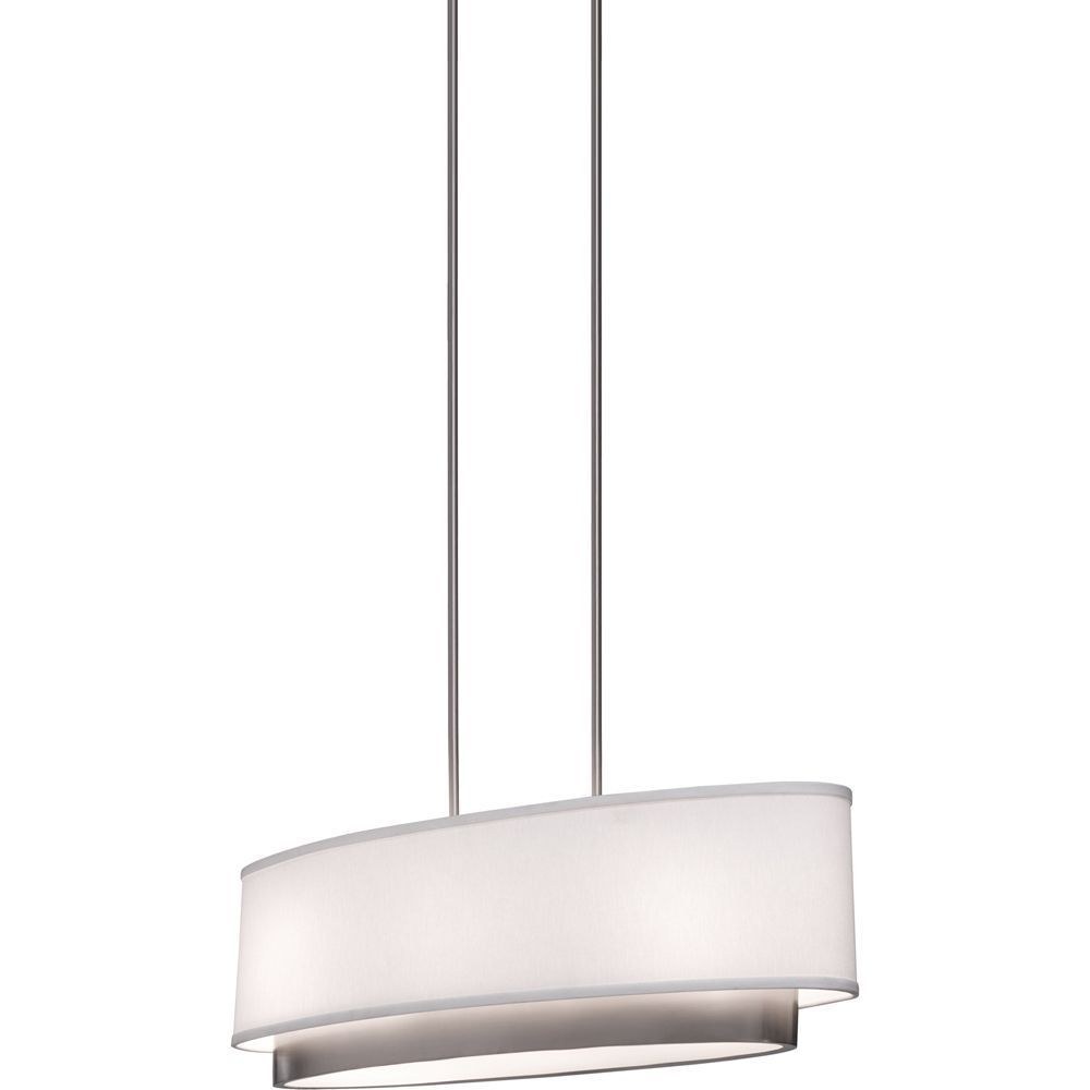 Artcraft Lighting-SC784-Scandia-3 Light Island in Contemporary Style-9.5 Inches Wide by 12 Inches High   Brushed Nickel Finish with White Linen Shade