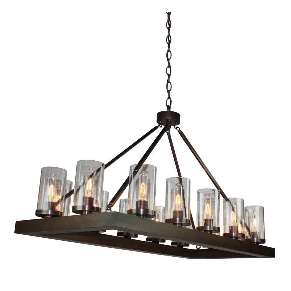 Artcraft Lighting-AC10554BU-Jasper Park - 14 Light Island   Brunito TM Finish with Smoke Glass