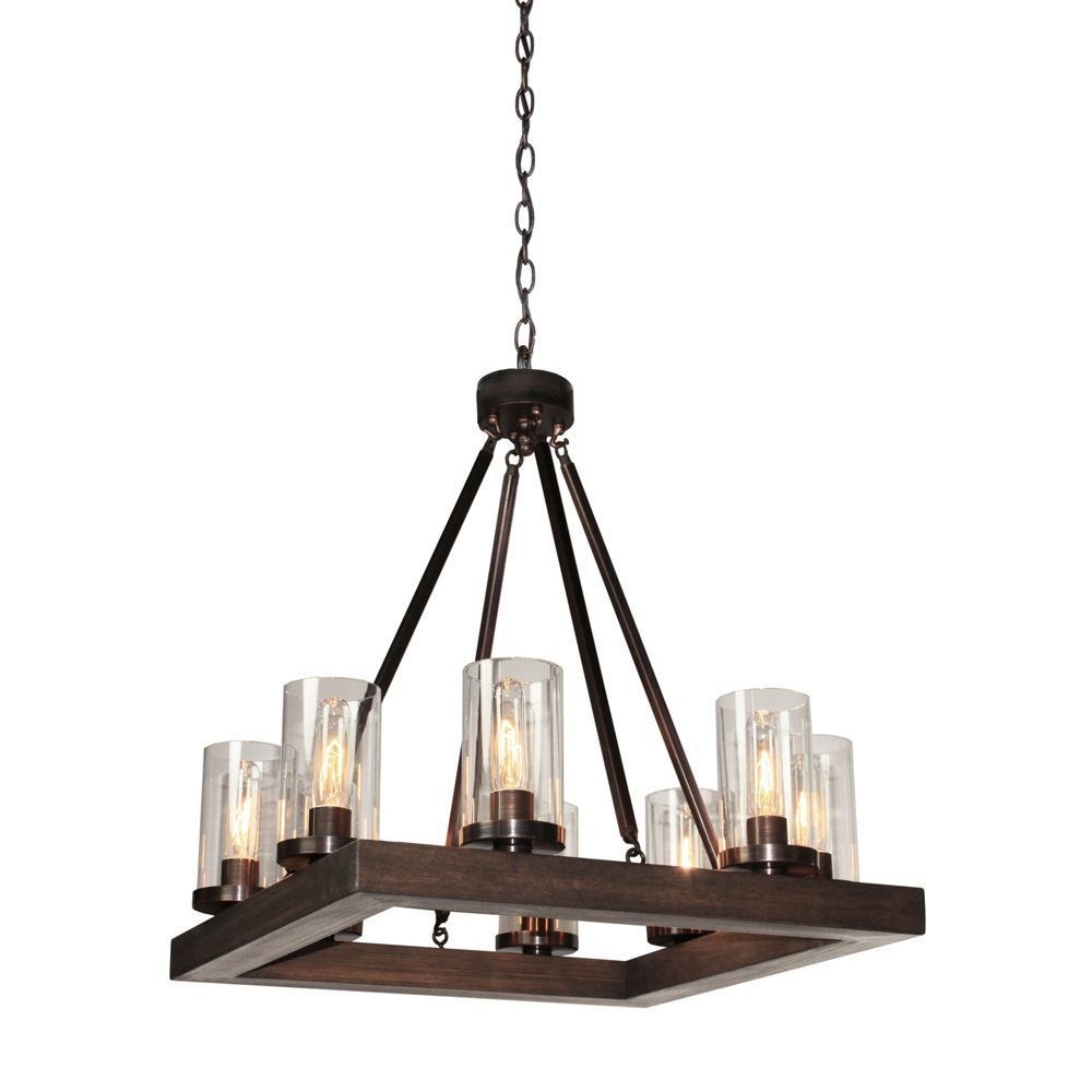 Artcraft Lighting-AC10558BU-Jasper Park-8 Light Chandelier-23 Inches Wide by 24 Inches High   Brunito TM Finish with Smoke Glass