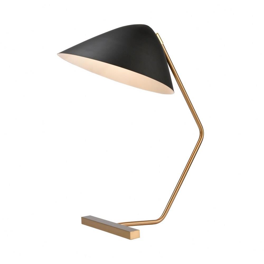 Brass Black Desk Table Lamp Made Of, Brass Lamp With Black Metal Shade