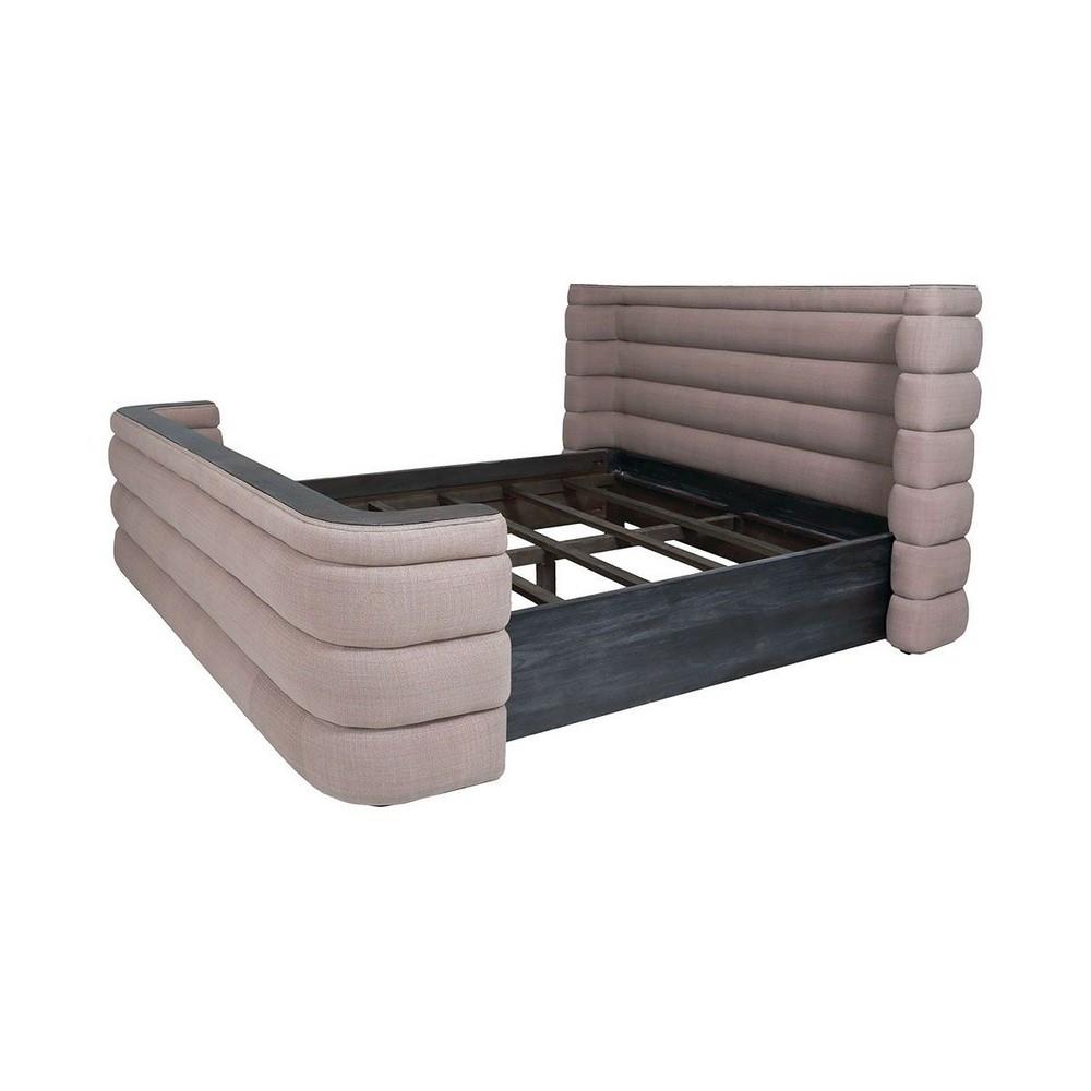 Bailey Street Home 2499 Bel 4230097 Cappuccino Tufted Headboard Footboard King Bed In Antique Brass Cappuccino Foam Finish Made Of Solid Mahogany Linen 98x55 Inches