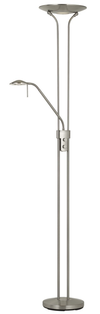 Cal Lighting-BO-2780TR-BS-Pavia - 70.8 Inch 35W 2 LED Torchiere with Reading Light Brushed Steel Dark Bronze Finish with Metal Shade