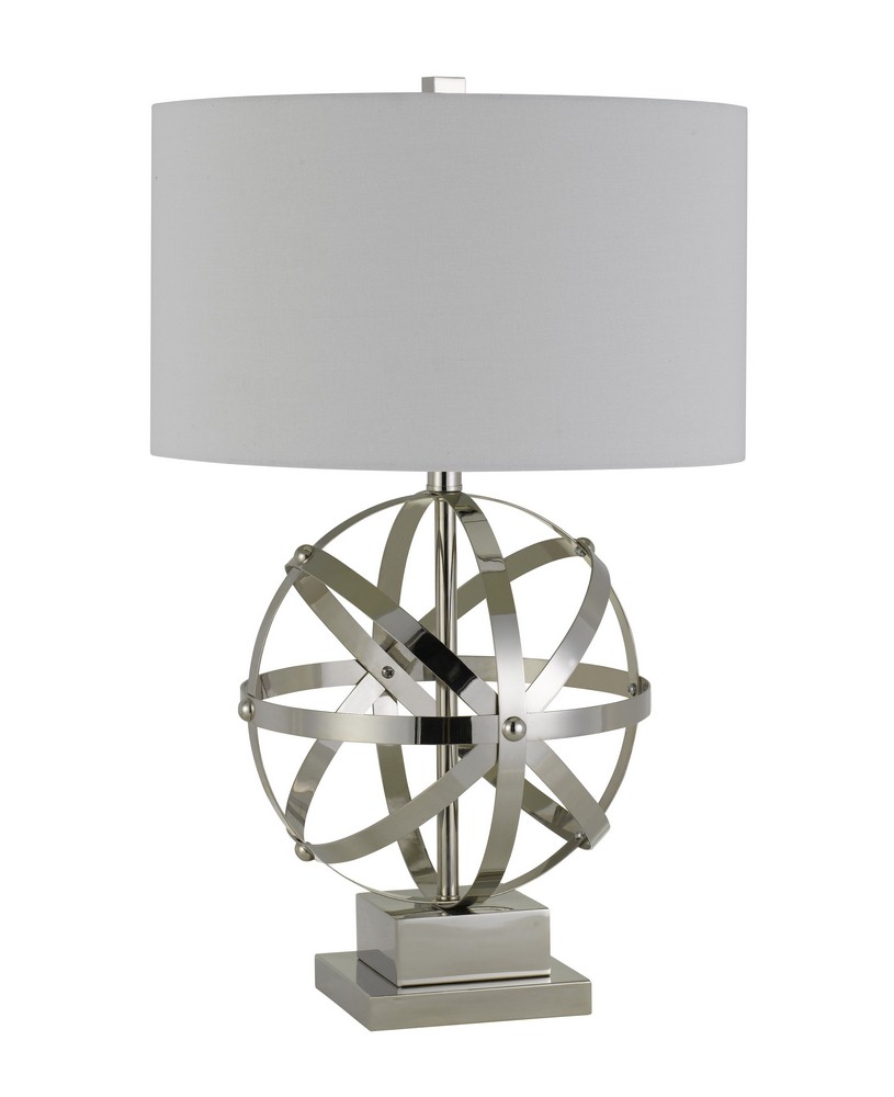 Cal Lighting-BO-2785TB-Vittoria-One Light Table Lamp-16.5 Inches Wide by 26.5 Inches High Brushed Steel Finish with Off White Fabric Shade