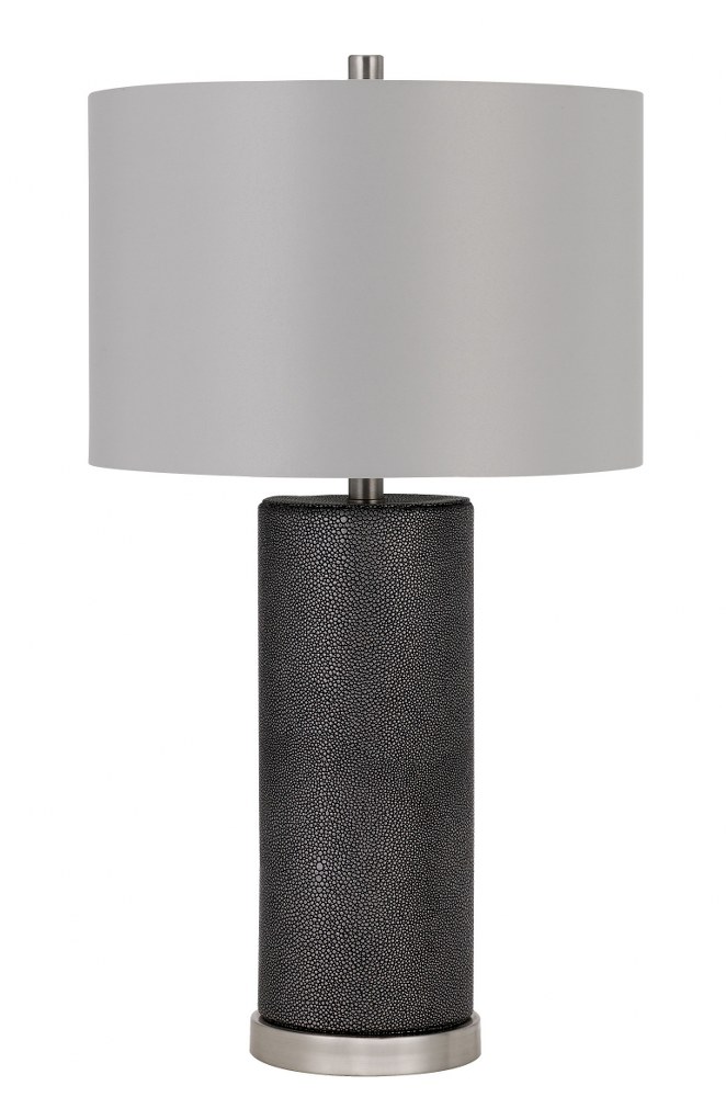 Cal Lighting-BO-2969TB-Graham - 1 Light Table lamp   Black Leathrette Finish with Grey Fabric Shade