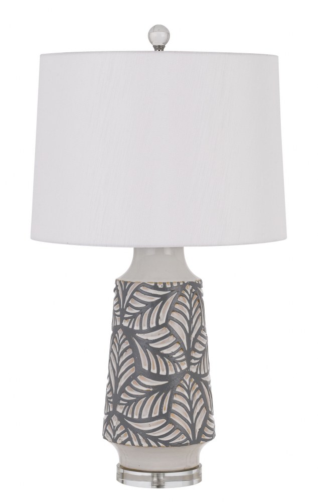 Cal Lighting-BO-2972TB-Burgin-1 Light Table lamp in Lifestyle Style-15 Inches Wide by 27 Inches High Pearly Finish with Off-White Fabric Shade
