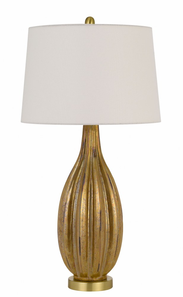 Cal Lighting-BO-2975TB-Morlaix-1 Light Table lamp in Lifestyle Style-16 Inches Wide by 31 Inches High French Gold Finish with Off-White Fabric Shade