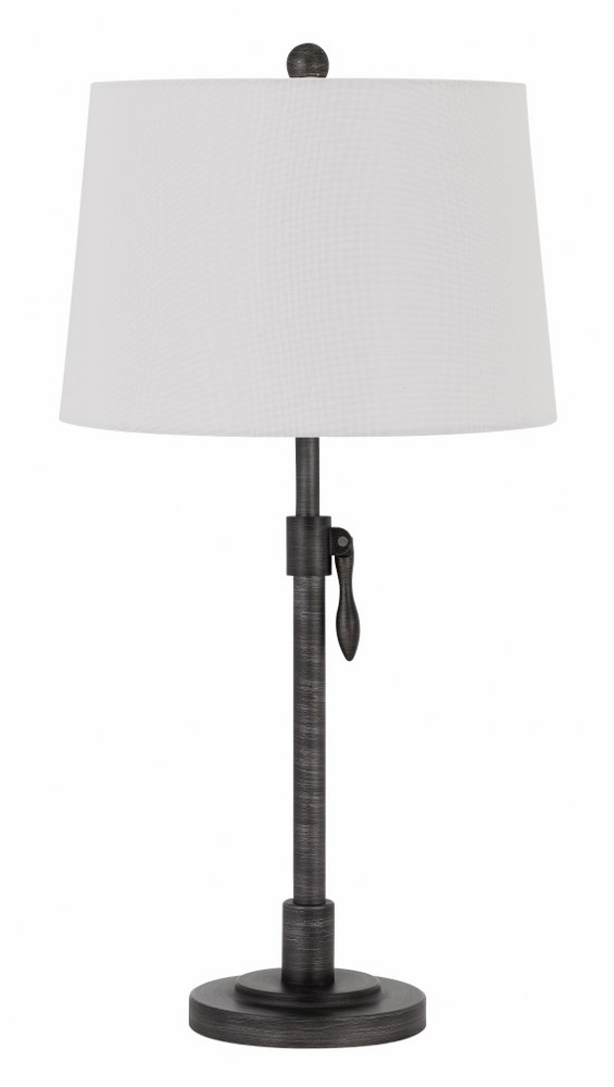 Cal Lighting-BO-2979TB-Riverwood-1 Light Adjustable Table lamp in Lifestyle Style-15 Inches Wide by 26 Inches High Antique Silver Finish with Off-White Fabric Shade
