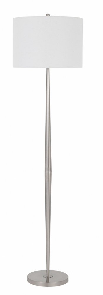 Cal Lighting-BO-2980FL-BS-Sterling-1 Light Floor lamp in Lifestyle/Modern Style-16 Inches Wide by 62 Inches High   Brushed Steel Finish with White Fabric Shade