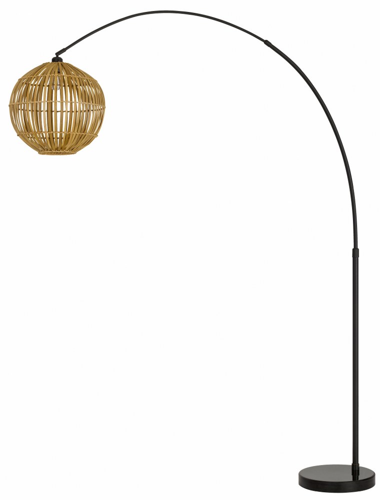 Cal Lighting-BO-2982FL-Lakeside-1 Light Adjustable Arc Floor Lamp in Lifestyle Style-15 Inches Wide by 78 Inches High Dark Bronze Finish with Bamboo Shade