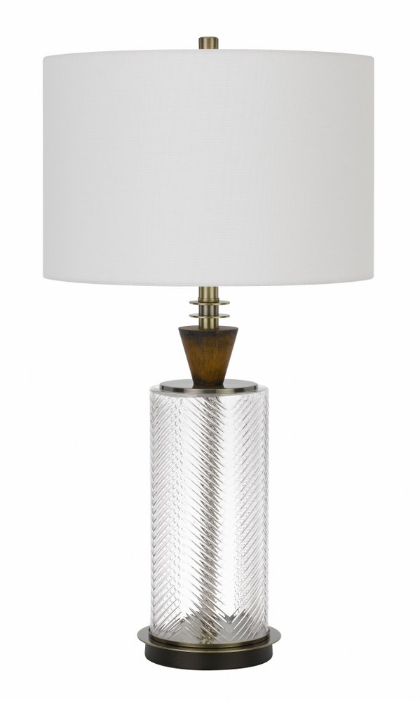 Cal Lighting-BO-2987TB-Sherwood-1 Light Table lamp in Lifestyle Style-16 Inches Wide by 30.25 Inches High Glass/Dark Bronze Finish with White Fabric Shade