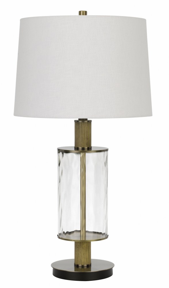 Cal Lighting-BO-2988TB-Morrilton-1 Light Table lamp in Lifestyle Style-16 Inches Wide by 31 Inches High   Glass/Light Oak Finish with White Fabric Shade