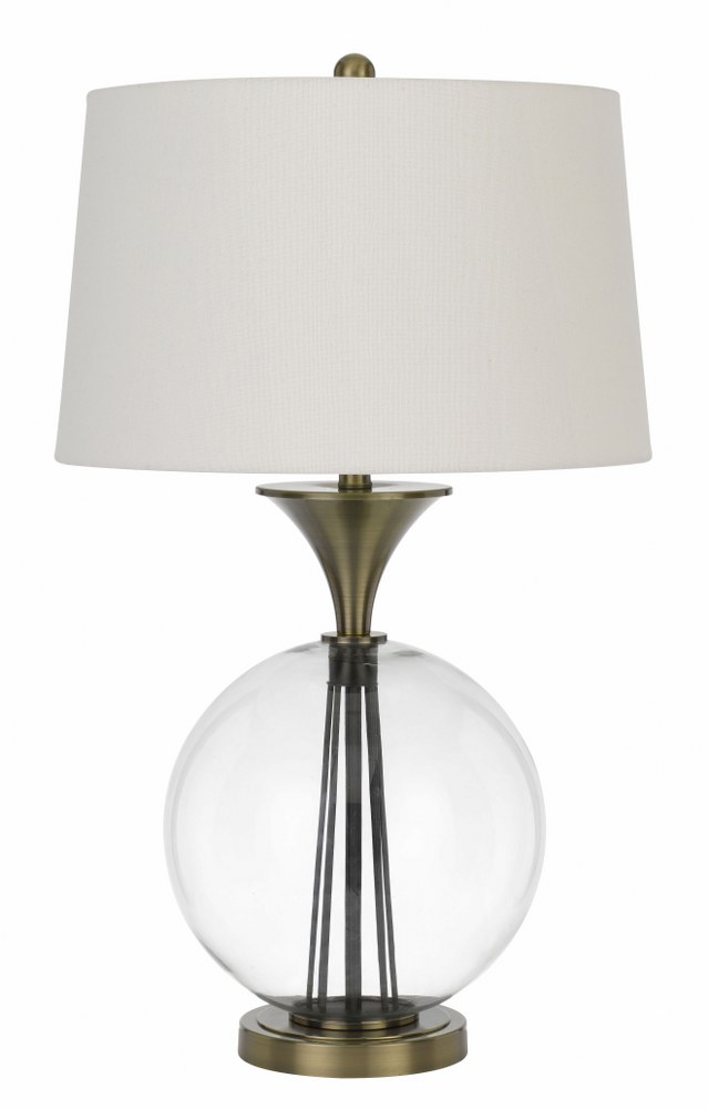 Cal Lighting-BO-2990TB-Moxee-1 Light Table lamp in Lifestyle Style-18 Inches Wide by 30.5 Inches High Glass/Antique Brass Finish with White Fabric Shade