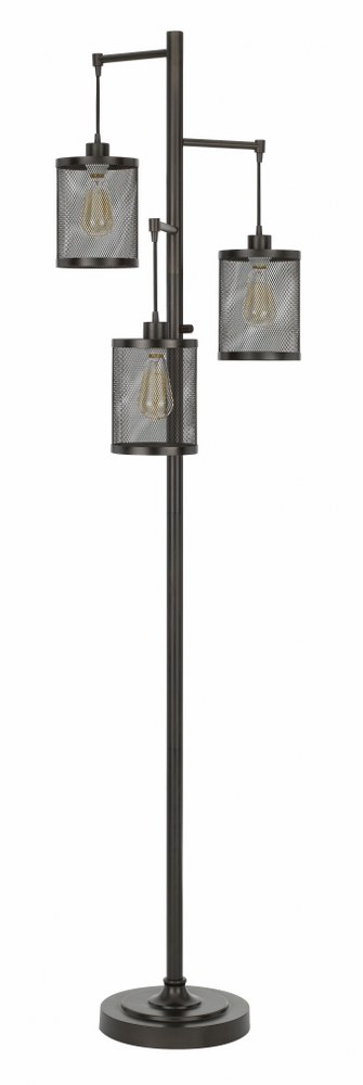 Cal Lighting-BO-2991FL-Pacific-3 Light Floor lamp in Lifestyle Style-17.63 Inches Wide by 72 Inches High Dark Bronze Finish with Dark Bronze Mesh Shade