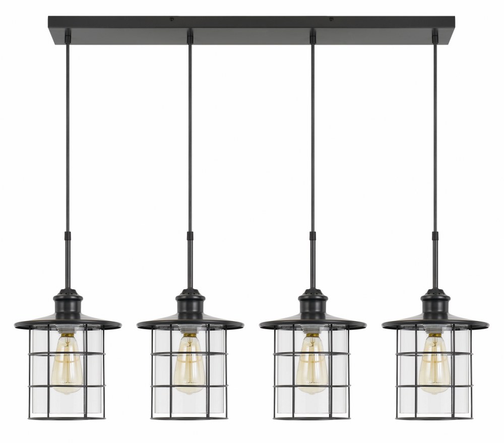 Cal Lighting-FX-2668-4P-Silverton-4 Light Pendant in Lifestyle/Lodge Style-44 Inches Wide by 15 Inches High Dark Bronze Finish with Clear Glass