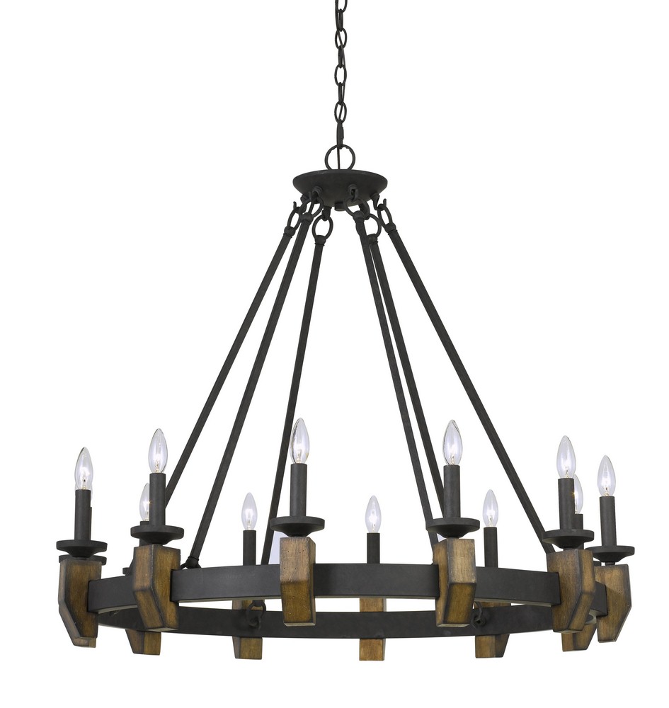 Cal Lighting-FX-3517-12-Cruz-Twelve Light Chandelier-39 Inches Wide by 35.4 Inches High Bronze/Wood Finish