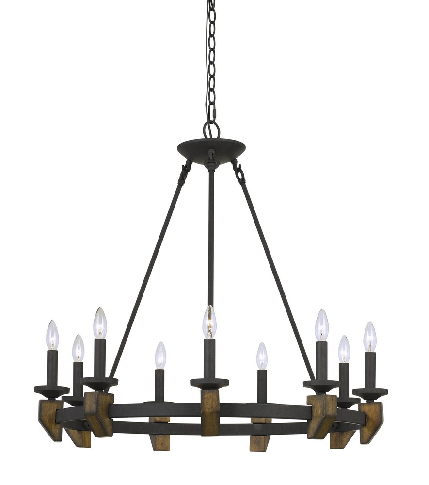 Cal Lighting-FX-3517-9-Cruz-Nine Light Chandelier-33 Inches Wide by 31 Inches High Bronze/Wood Finish