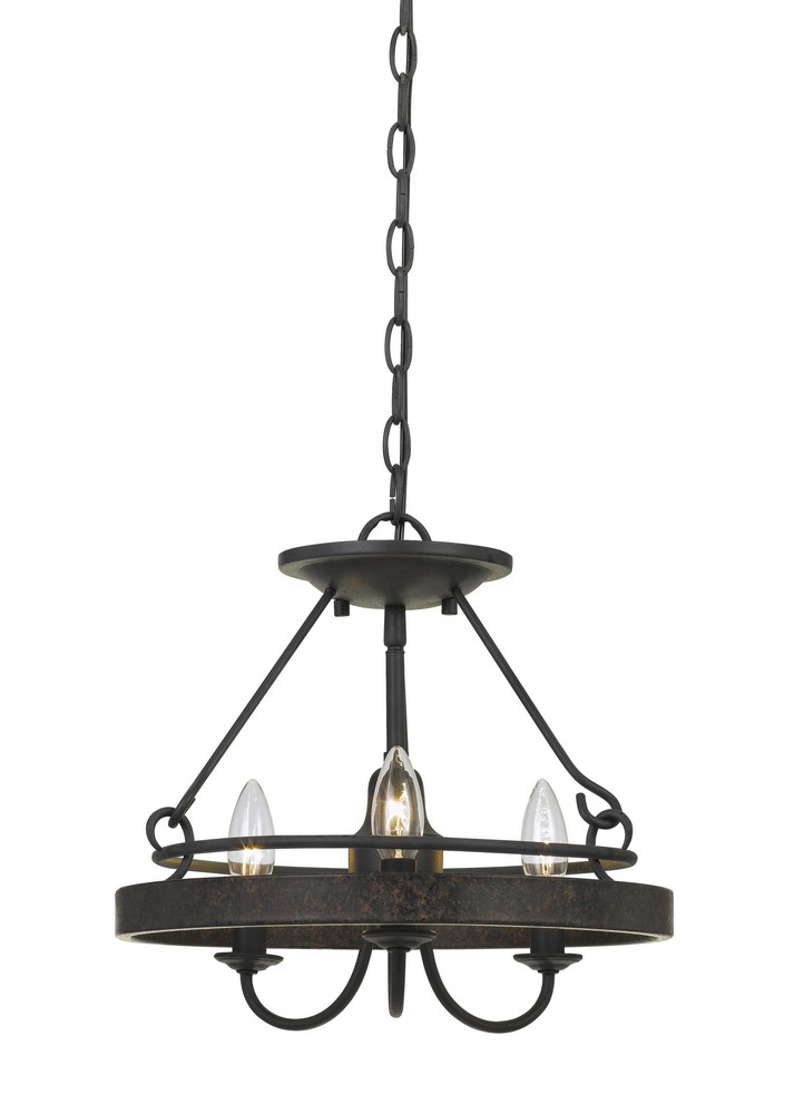 Cal Lighting-FX-3518-3-Helena-Three Light Convertible Pendant-14 Inches Wide by 11.5 Inches High Texture Gray/Moroccan Bronze Finish