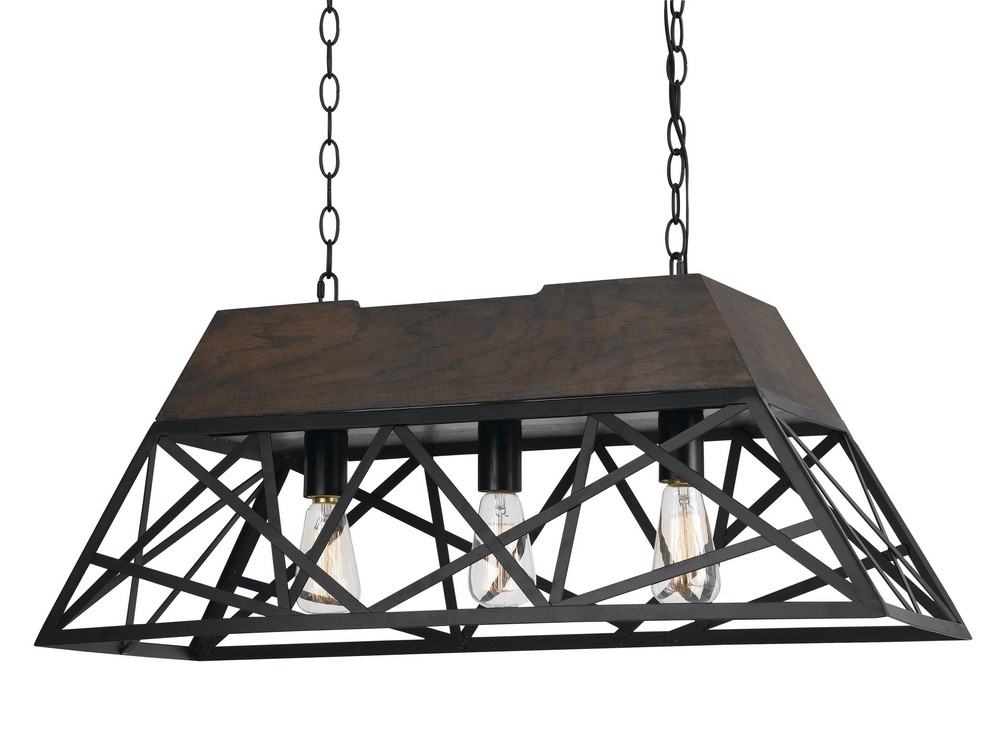 Cal Lighting-FX-3585-3-Antonio-Three Light Chandelier-12.5 Inches Wide by 13.5 Inches High Wood/Dark Bronze Finish