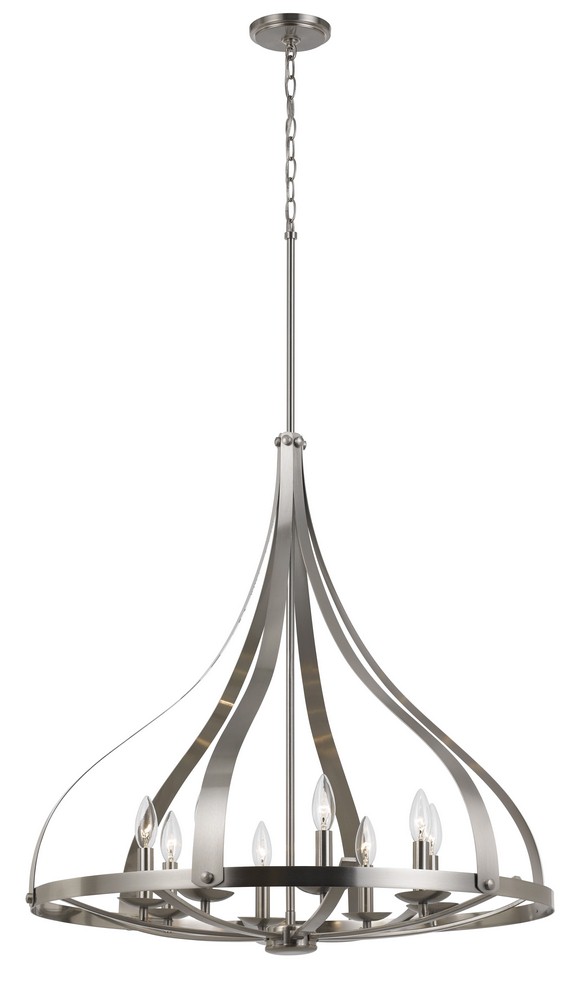 Cal Lighting-FX-3589-8-Meridian-Eight Light Chandelier-28.5 Inches Wide by 29.25 Inches High Brushed Steel Finish
