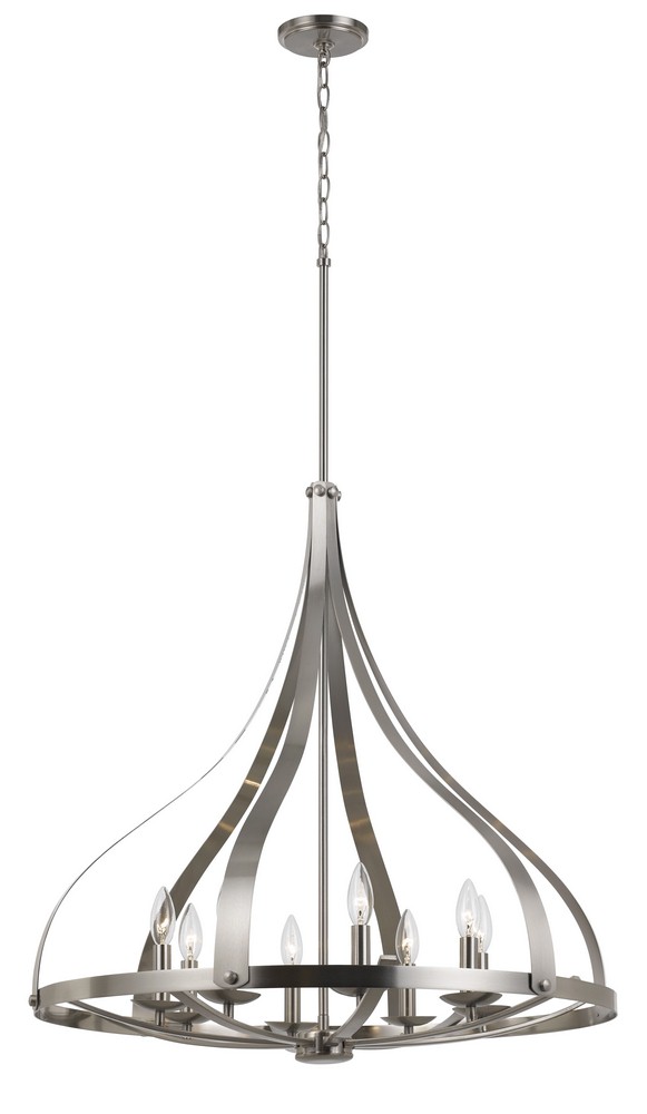 Cal Lighting-FX-3589-8-Meridian-Eight Light Chandelier-28.5 Inches Wide by 29.25 Inches High   Brushed Steel  Finish