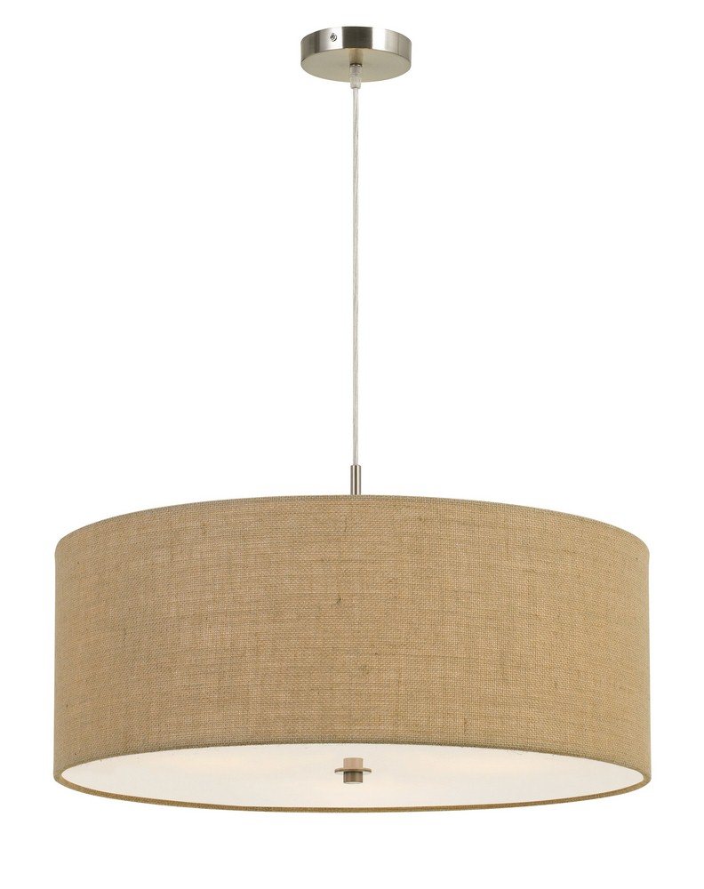 Cal Lighting-FX-3627-3P-Addison-Three Light Drum Pendant-24 Inches Wide by 12.3 Inches High Burlap Burlap Finish