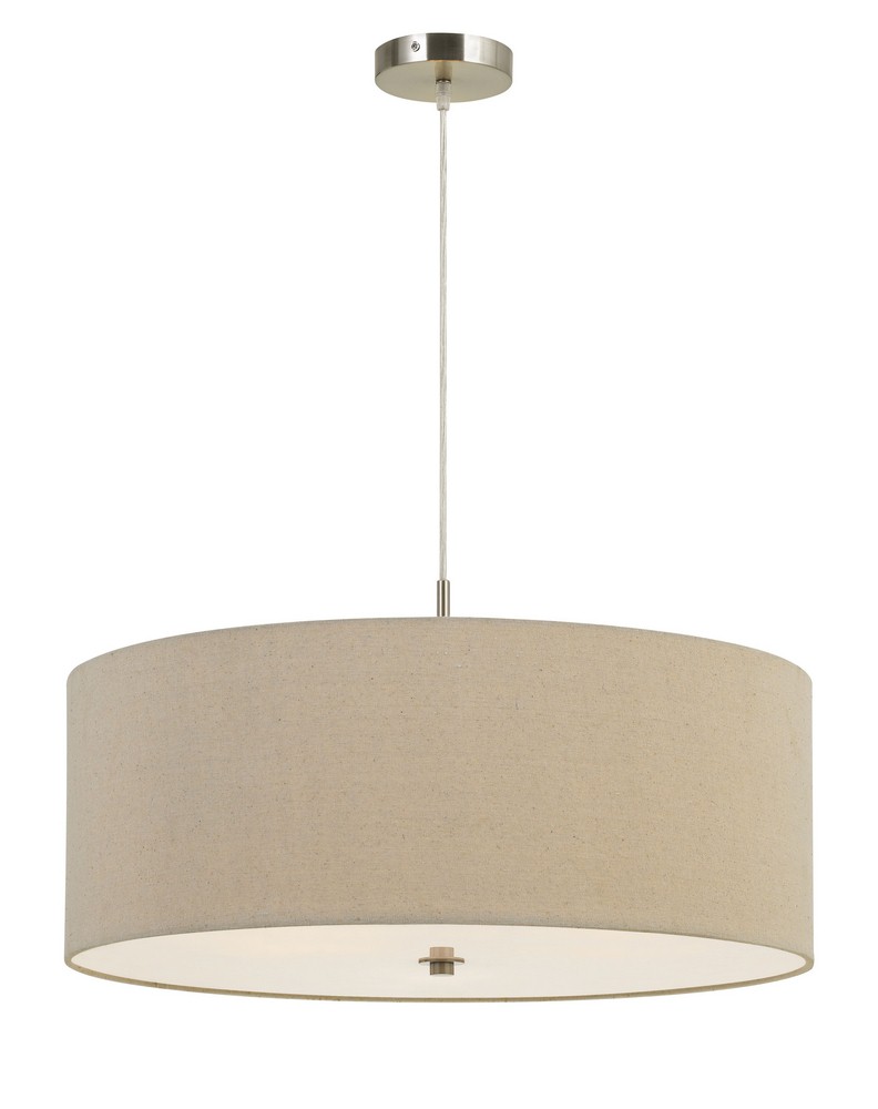 Cal Lighting-FX-3628-3P-Addison-Three Light Drum Pendant-24 Inches Wide by 12.3 Inches High Linen Burlap Finish