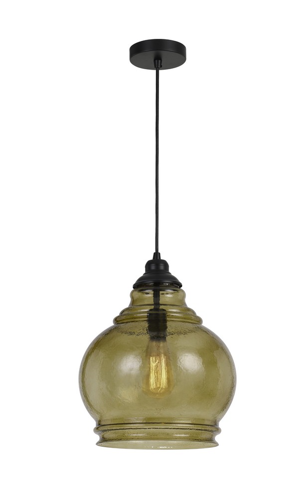 Cal Lighting-FX-3671-1-Rovigo-One Light Pendant-12.3 Inches Wide by 16 Inches High Amber Finish with Amber Glass