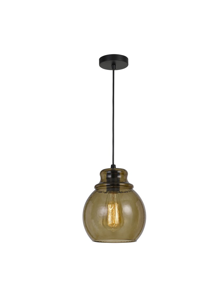 Cal Lighting-FX-3673-1-Aversa-One Light Pendant-7 Inches Wide by 9 Inches High Amber Finish with Amber Glass