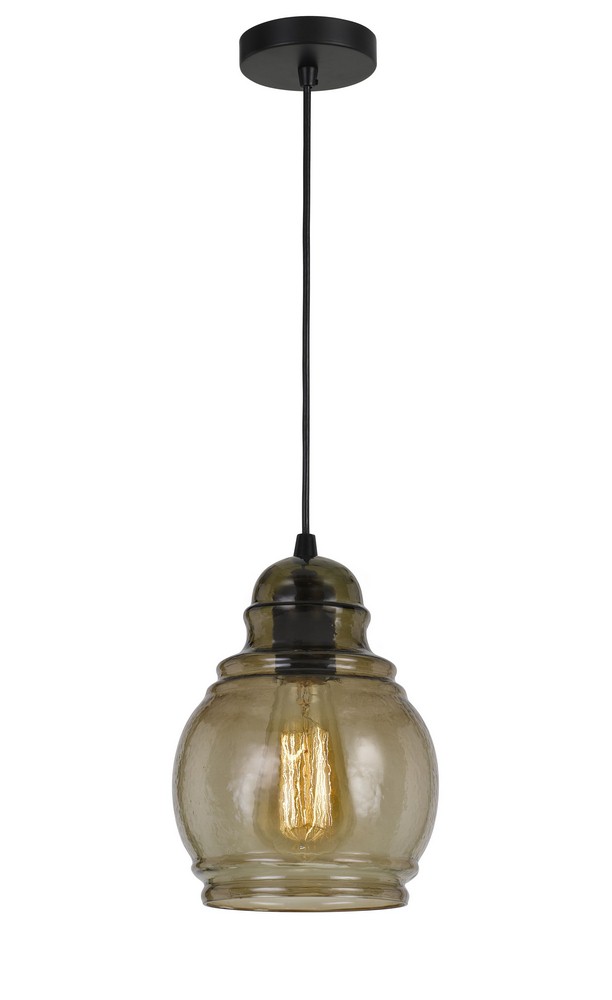 Cal Lighting-FX-3674-1-Accera-One Light Pendant-7 Inches Wide by 10.5 Inches High Smoky Finish with Smoky Glass