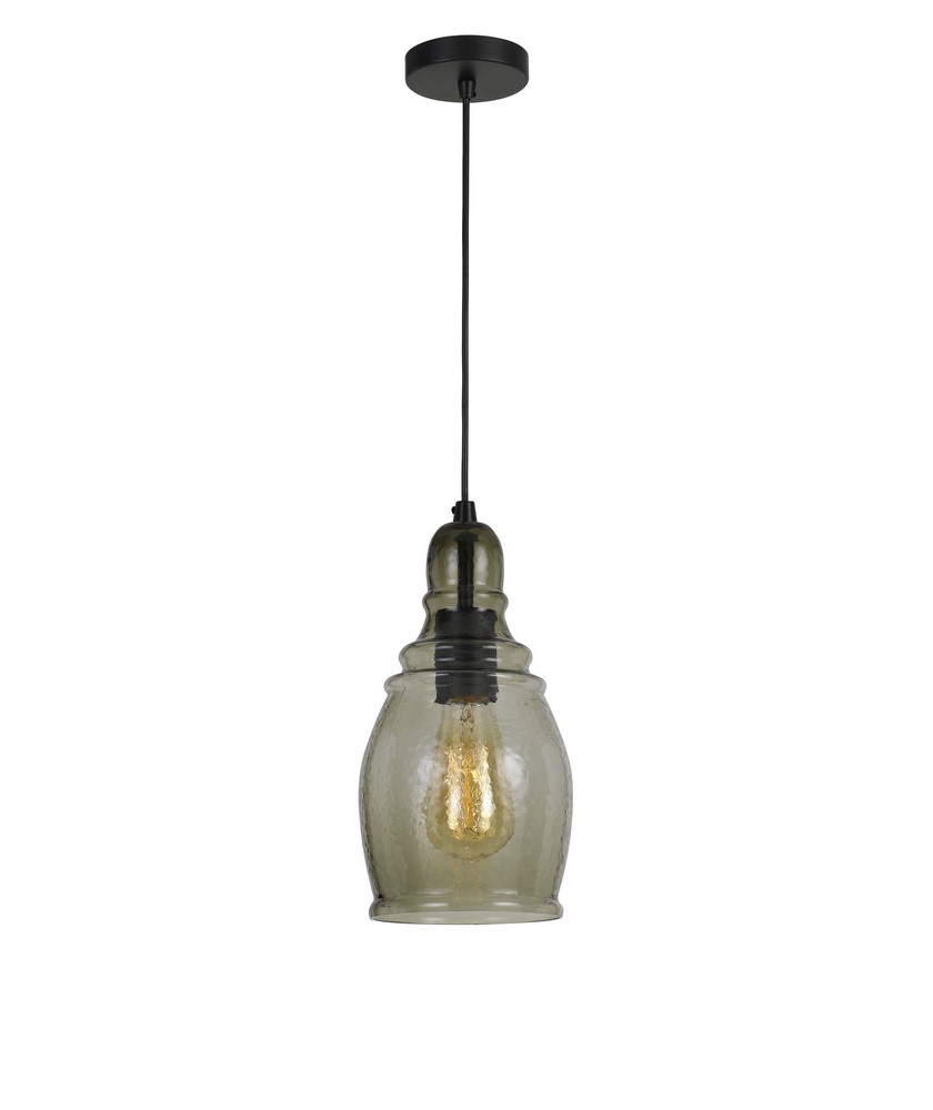Cal Lighting-FX-3675-1-Teramo-One Light Pendant-6 Inches Wide by 11.5 Inches High Smoky Finish with Smoky Glass
