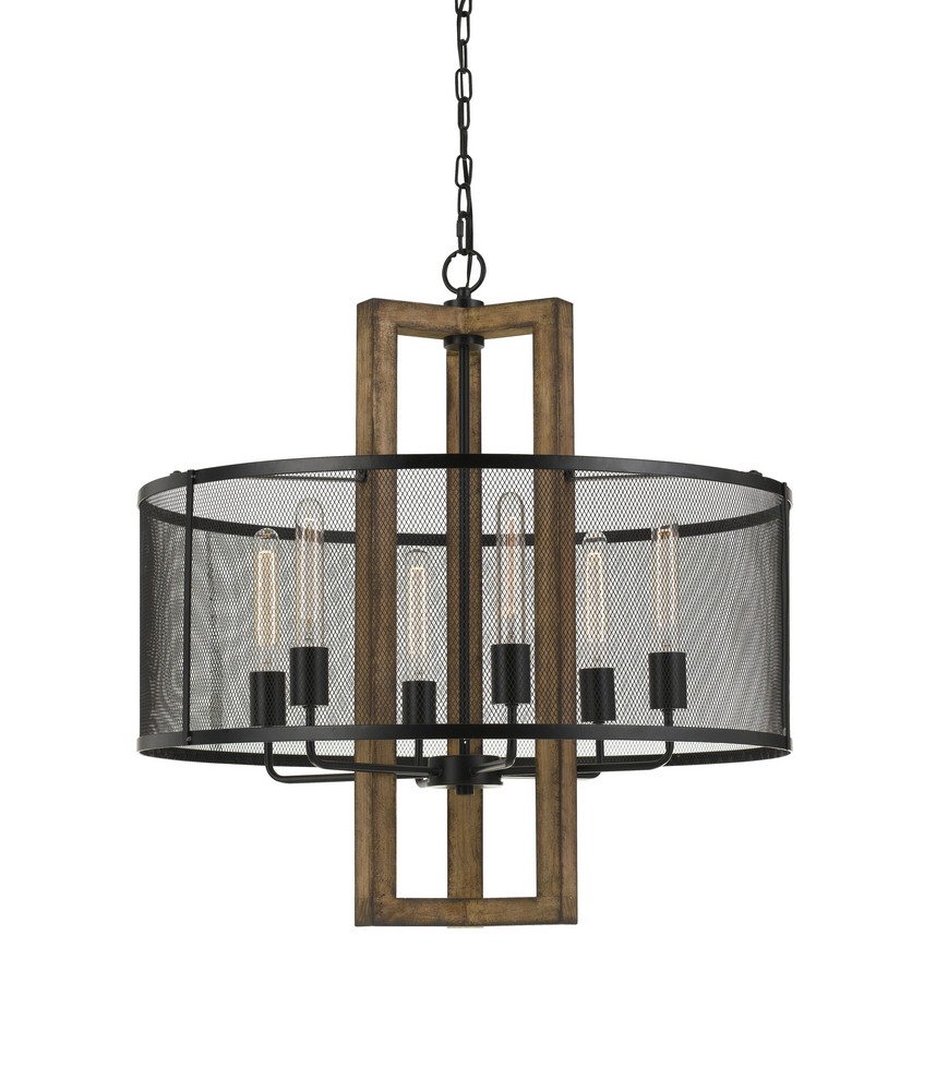 Cal Lighting-FX-3678-6-Monza-Six Light Chandelier-28 Inches Wide by 29 Inches High Wood Finish