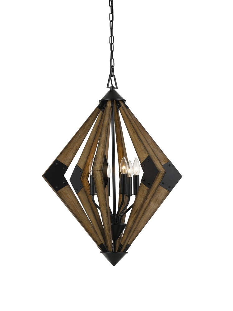 Cal Lighting-FX-3679-6-Arezzo-Six Light Chandelier-23.5 Inches Wide by 31.5 Inches High Wood Finish