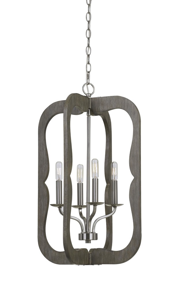 Cal Lighting-FX-3682-4-Portici-Four Light Pendant-16.3 Inches Wide by 26.5 Inches High Wood Finish