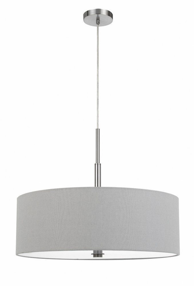 Cal Lighting-FX-3744-GRA-Lonoke-4 Light Chandelier in Lifestyle Style-24 Inches Wide by 22 Inches High   Grey Finish with Grey Fabric Shade