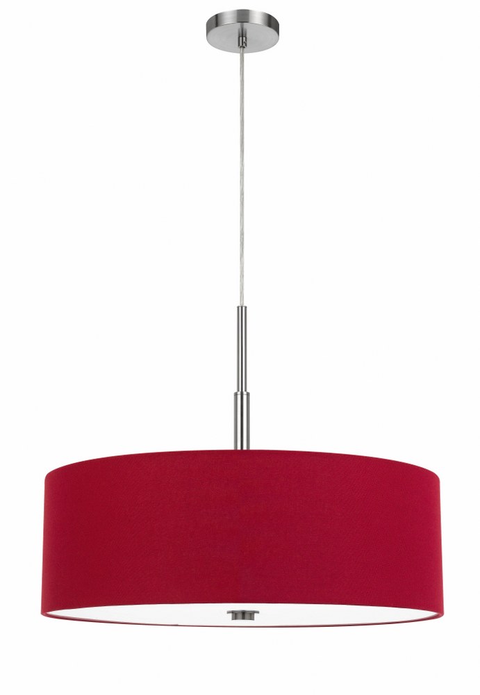 Cal Lighting-FX-3744-RED-Lonoke-4 Light Chandelier in Lifestyle Style-24 Inches Wide by 22 Inches High Maroon Aqua Blue Finish with Aqua Blue Fabric Shade