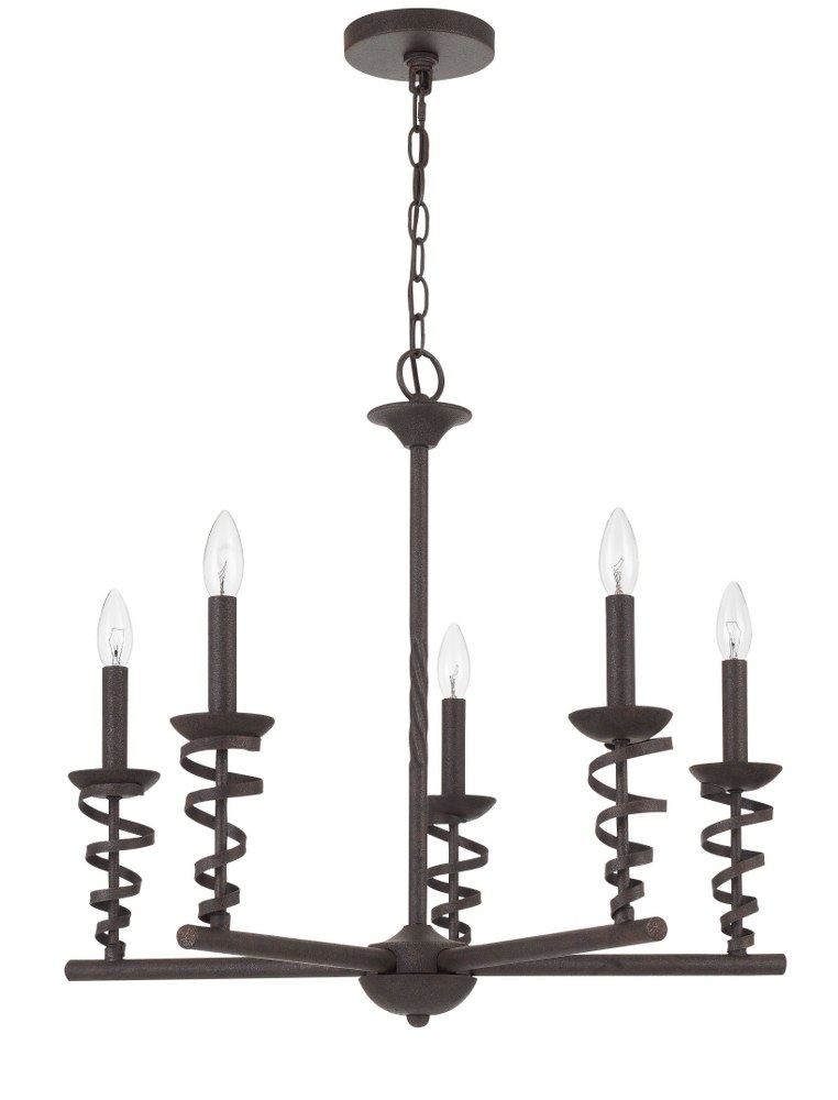 Cal Lighting-FX-3746-5-Forbach-5 Light Chandelier in Lifestyle/Lodge Style-26 Inches Wide by 23.5 Inches High   Texture Black Finish